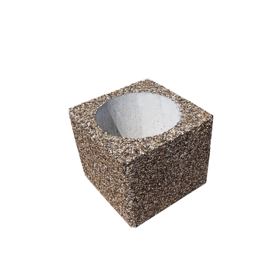 Ghiveci din beton cu aspect de piatra naturala patrat