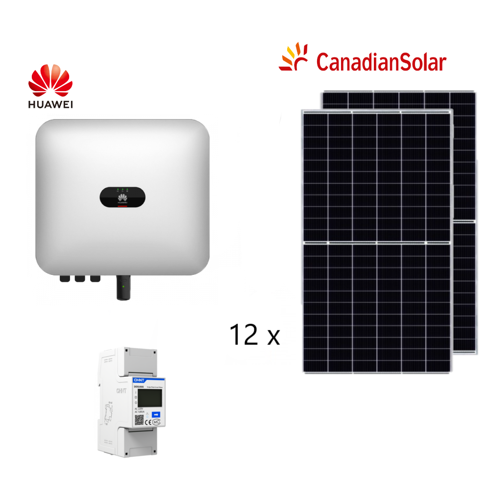 Kit sistem fotovoltaic 5 kW hibrid monofazat on-grid