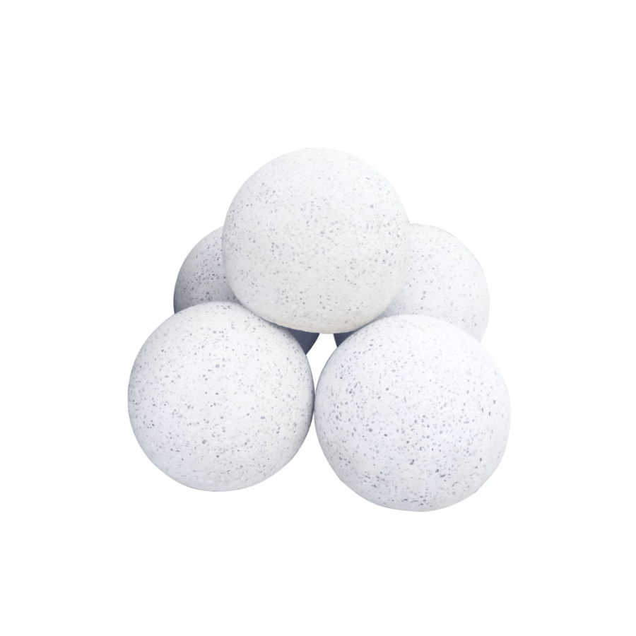 Bolard alb din beton rotund – sferic cu piatra naturala 35 cm