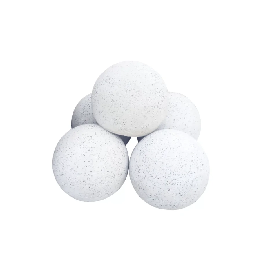 Bolard alb din beton rotund – sferic cu piatra naturala 35 cm