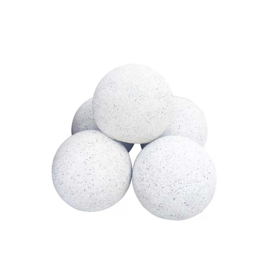 Bolard alb din beton rotund – sferic cu piatra naturala 35 cm