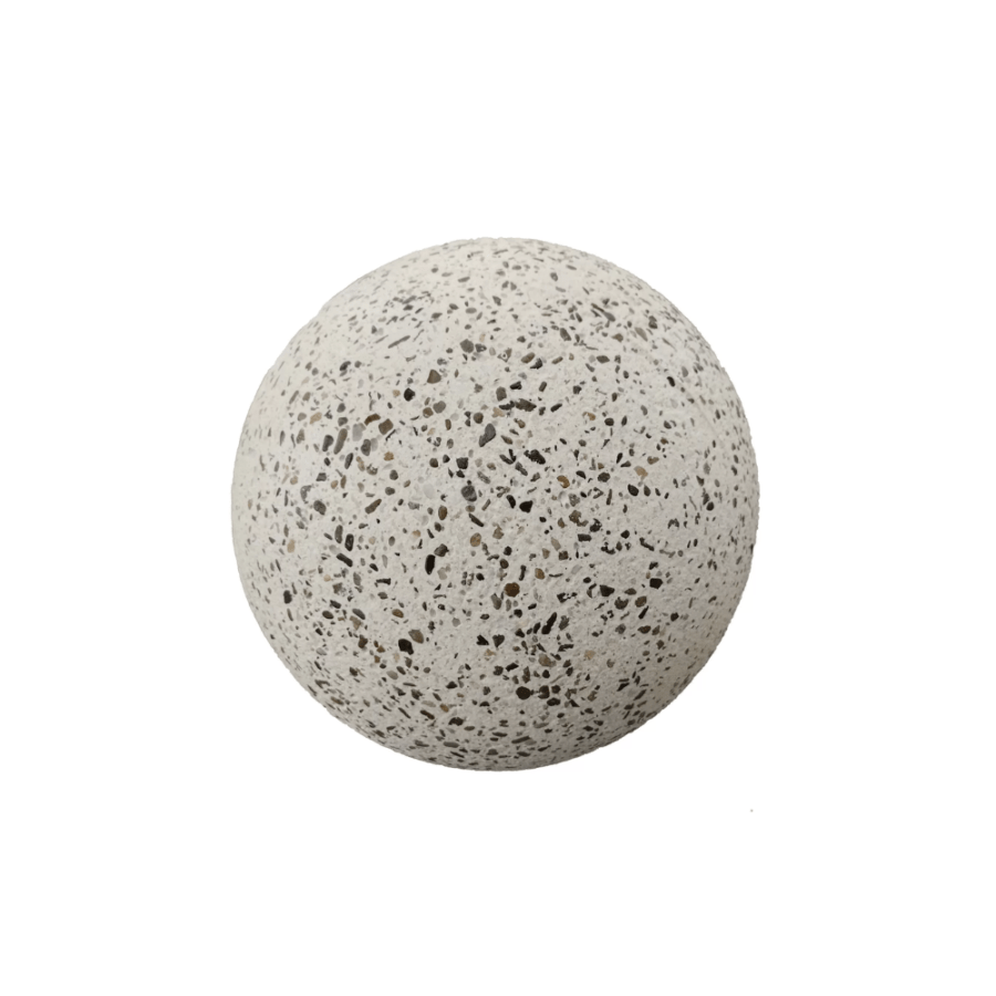 Bolard alb din beton sferic cu piatra naturala, 32 cm
