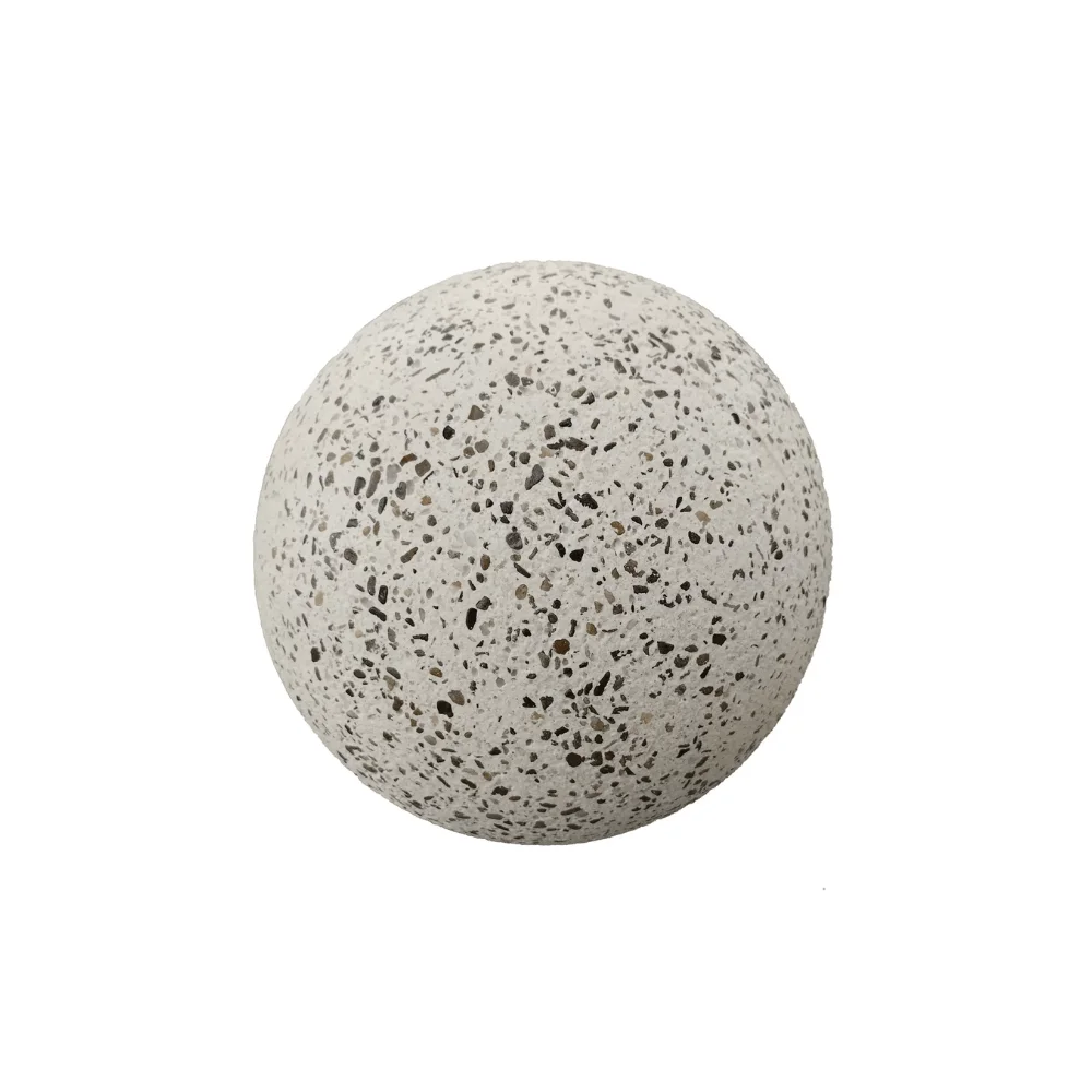 Bolard alb din beton sferic cu piatra naturala, 32 cm