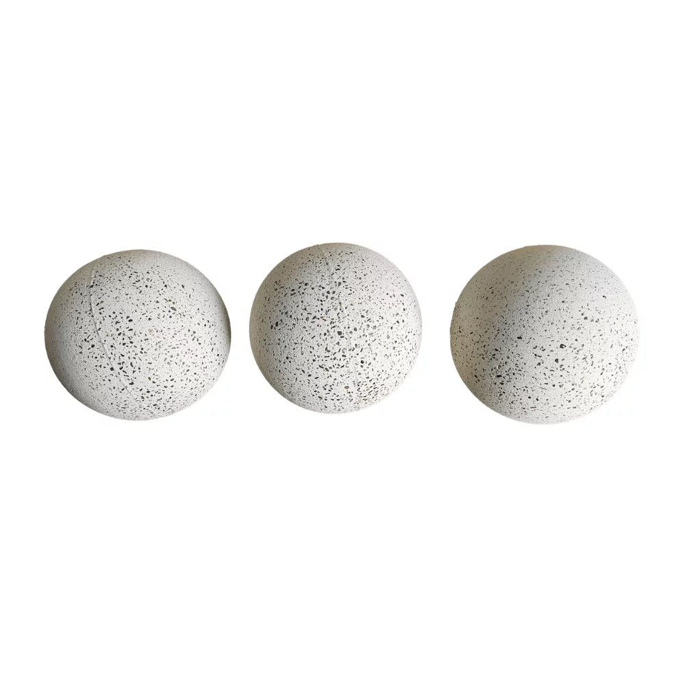 Bolard alb din beton sferic cu piatra naturala, 32 cm