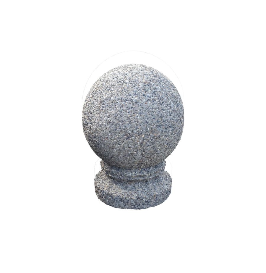 Bolard sferic cu picior din beton cu piatra naturala, 45 cm