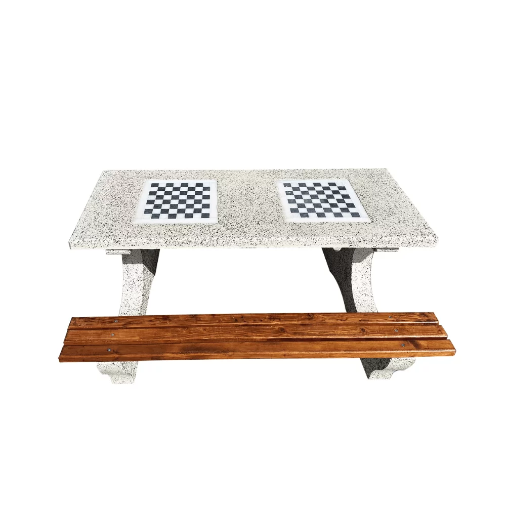 Set masa cu banci din beton si piatra de marmura alba 190x147x74 cm