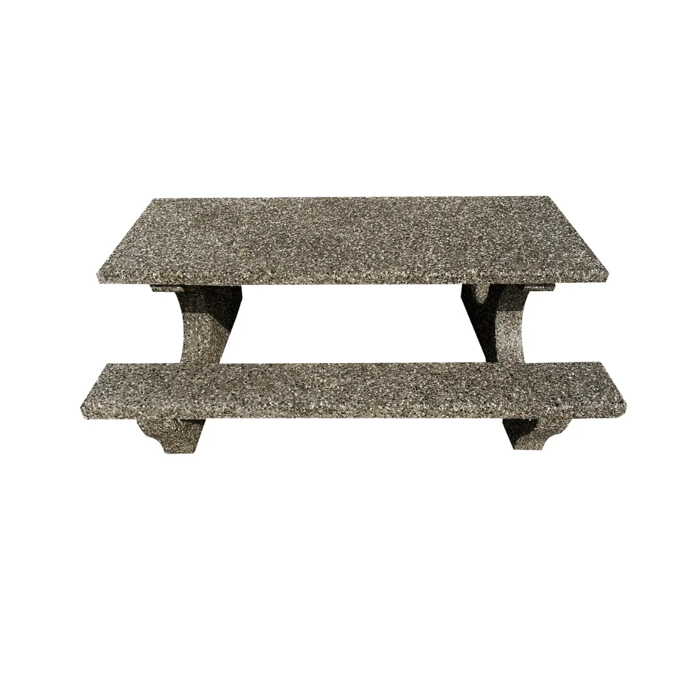 Set masă din beton cu bănci aspect piatră naturală model 3