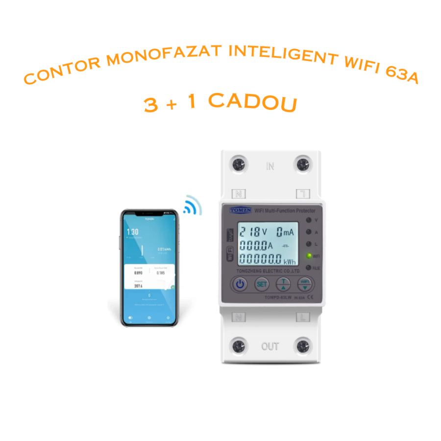 Ofertă Contor Monofazat Inteligent WiFi 63A, 3 + 1 Cadou 🎁