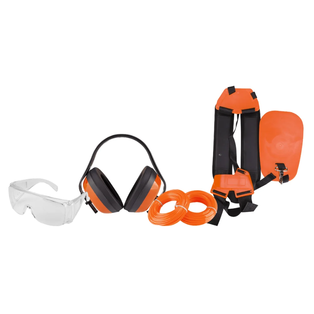 Kit Motocoasă - Ochelari, Căști de Protecție, 2 Role Fir Nylon, Ham Motocoasă cu Protecție