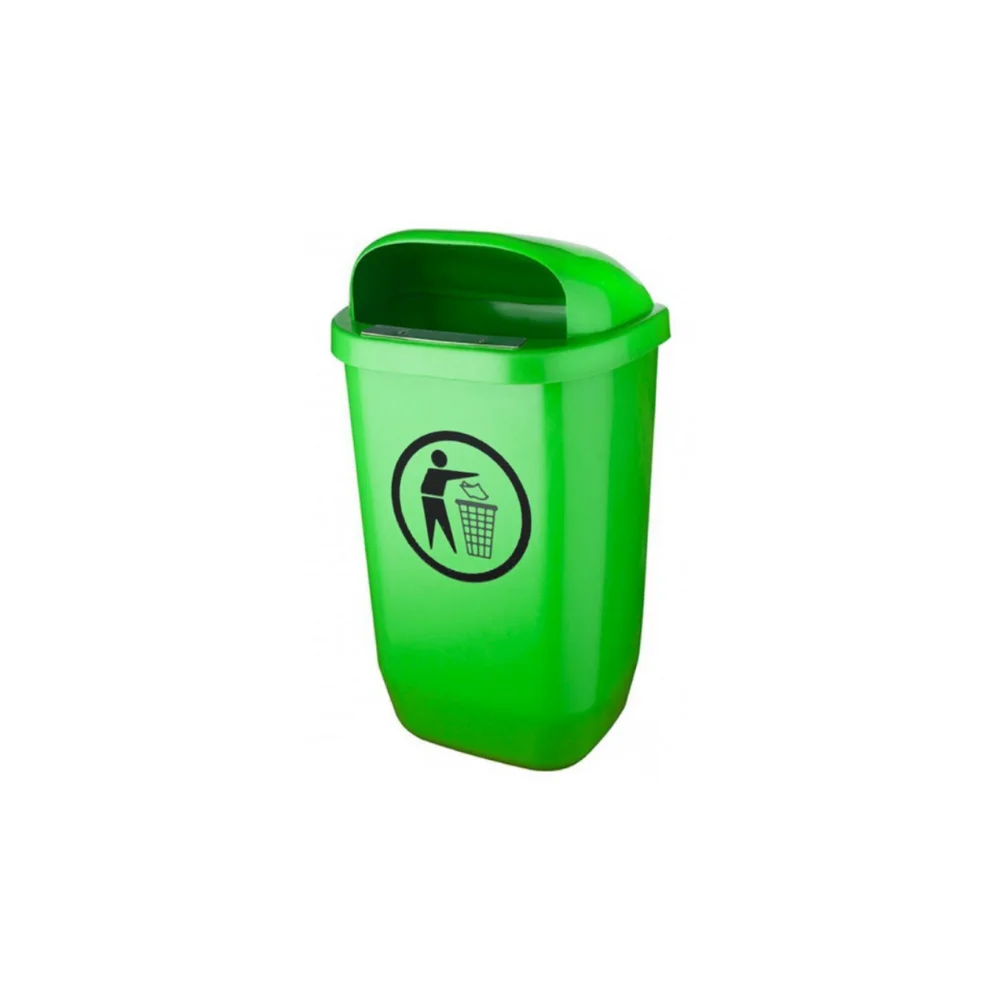 Coș de gunoi stradal cu platbandă pentru stâlp, Verde