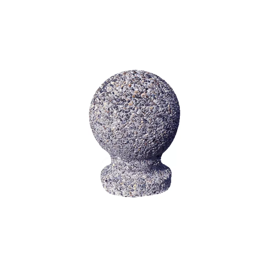 Bolard sferic cu picior din beton cu piatra naturala 25 cm