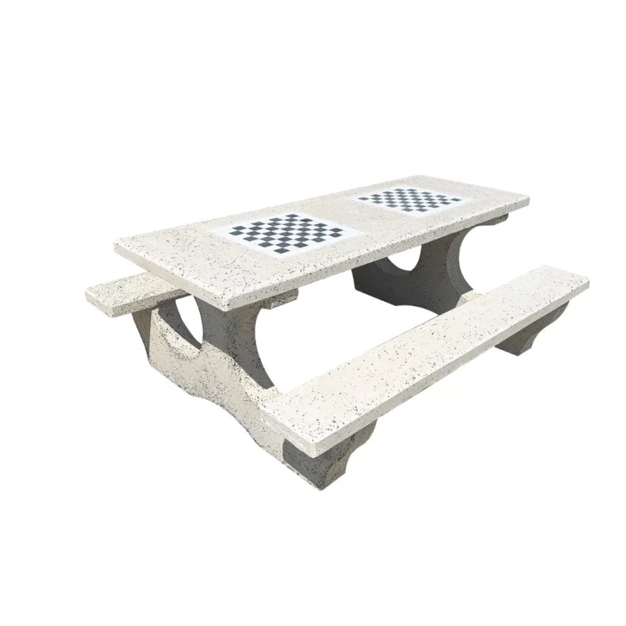 Set masă cu bănci și table de șah din marmură model 1