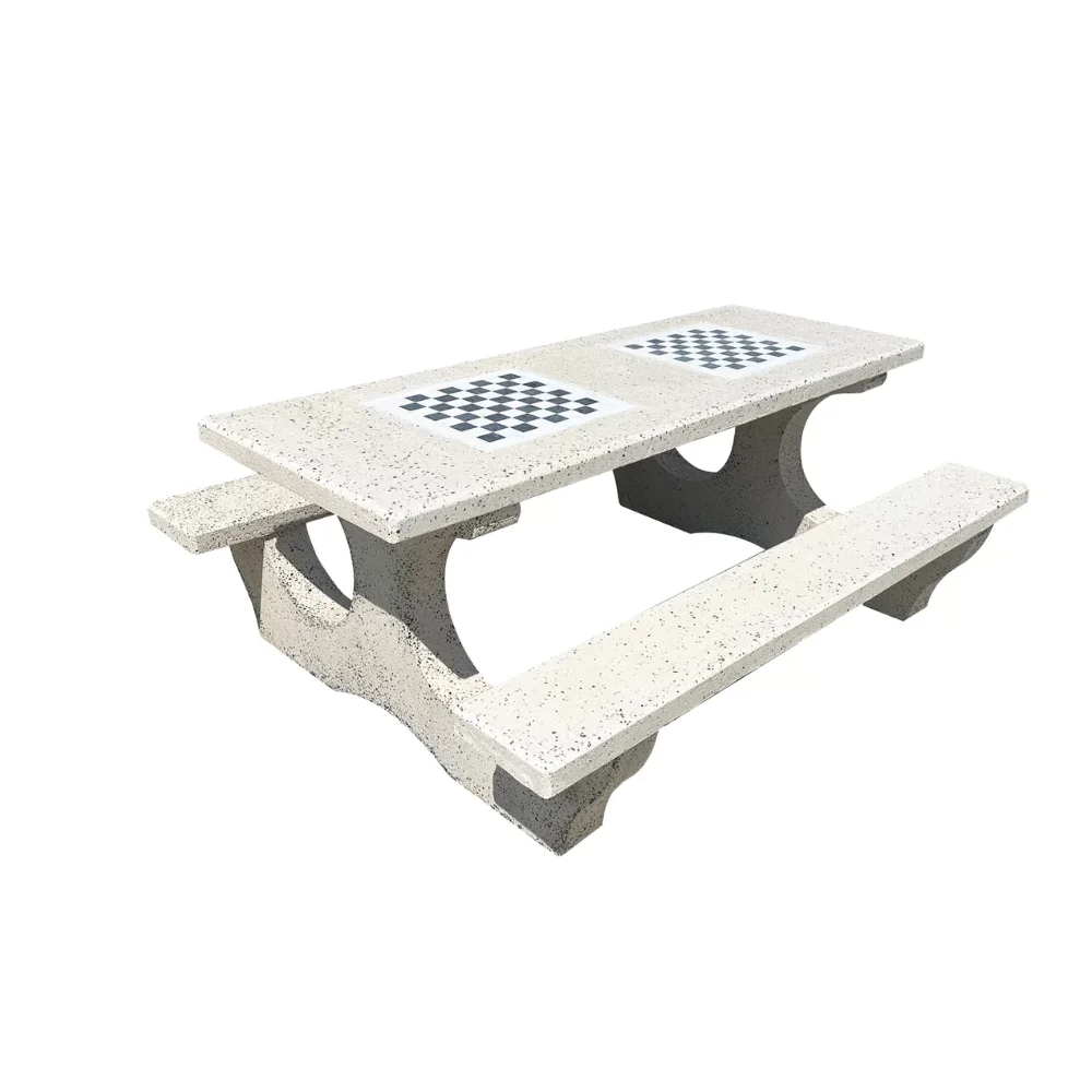 Set masă cu bănci și table de șah din marmură model 1