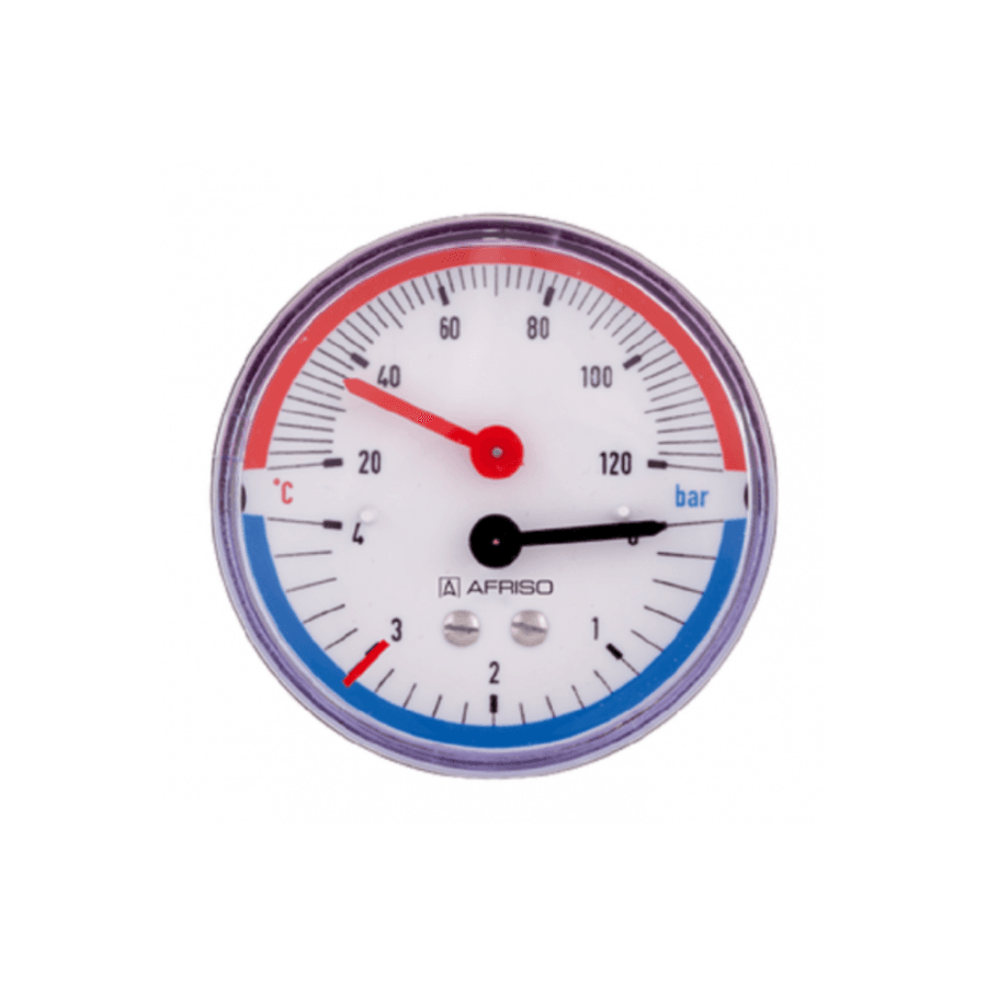 Termomanometru Axial Afris 0-4 bar, 20-120Â° C, D.63mm, G1/4"