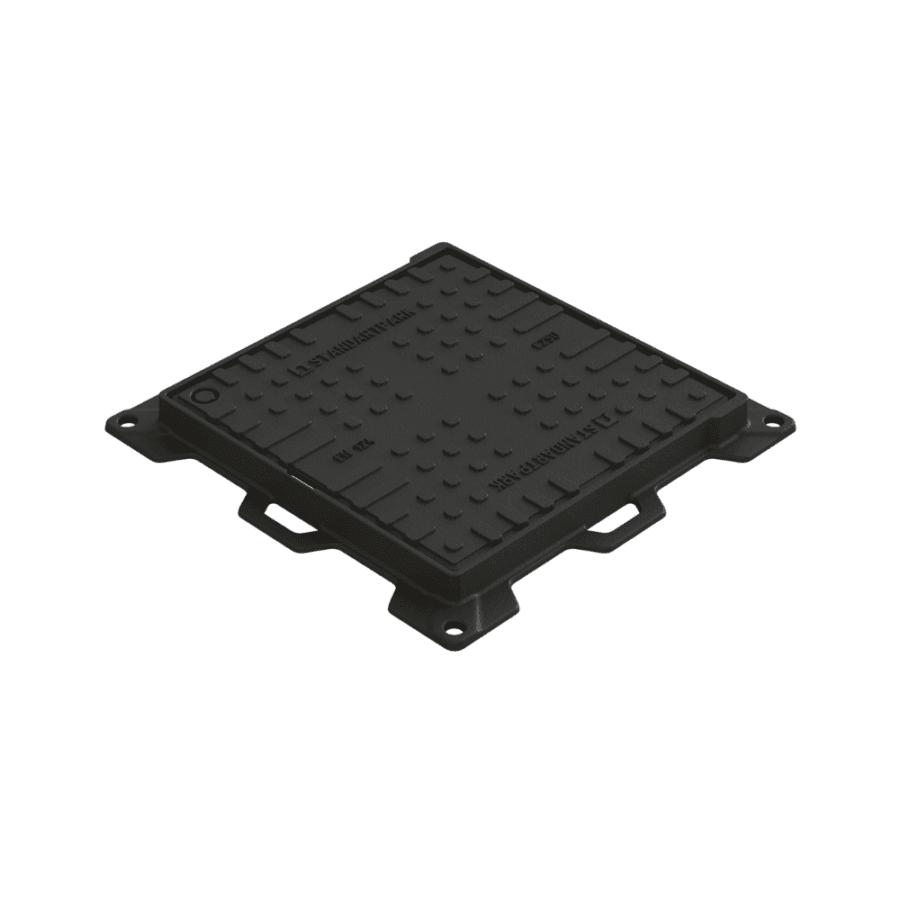 Capac Fontă Urban Pătrat 500x500 PL.393x393 Hext.42 EUROPE C250 - proiectat pentru utilizarea în zone cu trafic moderat. Disponibil la comndă!