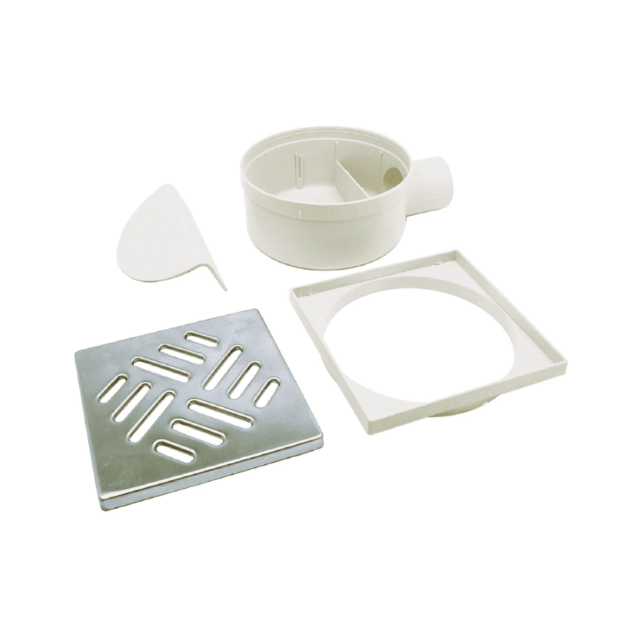 Sifon PP EASY 150x150 Ieșire Orizontală Inox H80-120 D50