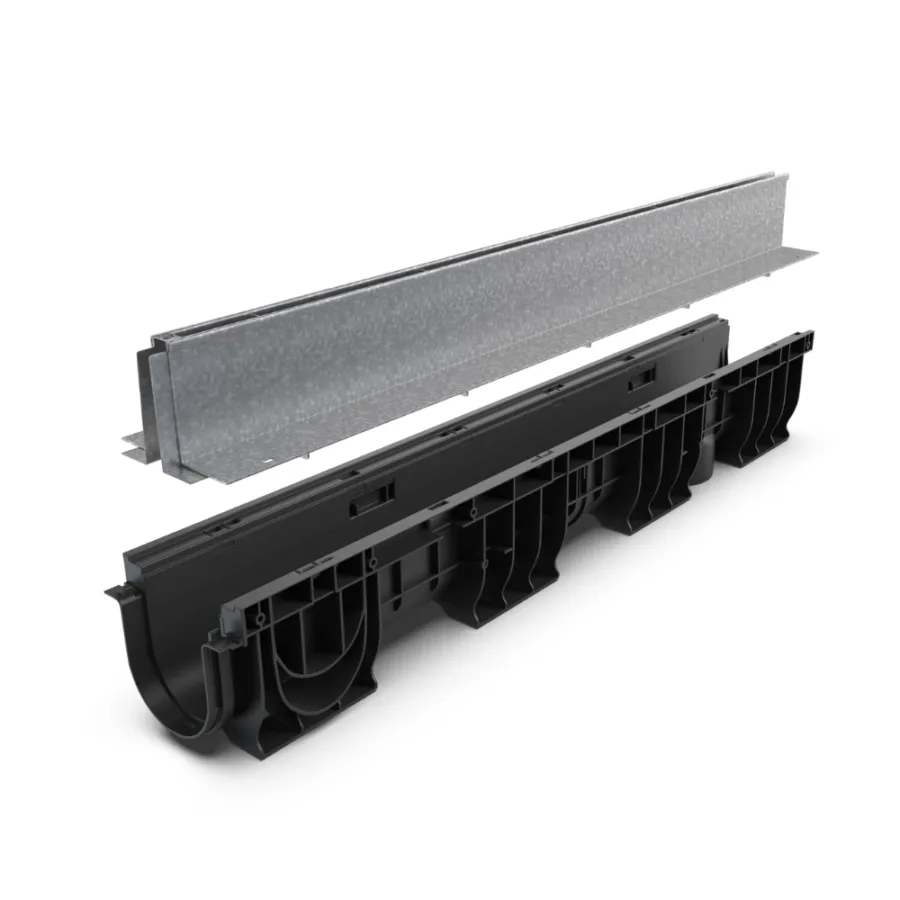 Kit Rigolă PP BASE LN100 Htot.175 Grătar OZ Tip Fanta T H25mm A15-C250 1000x160x175