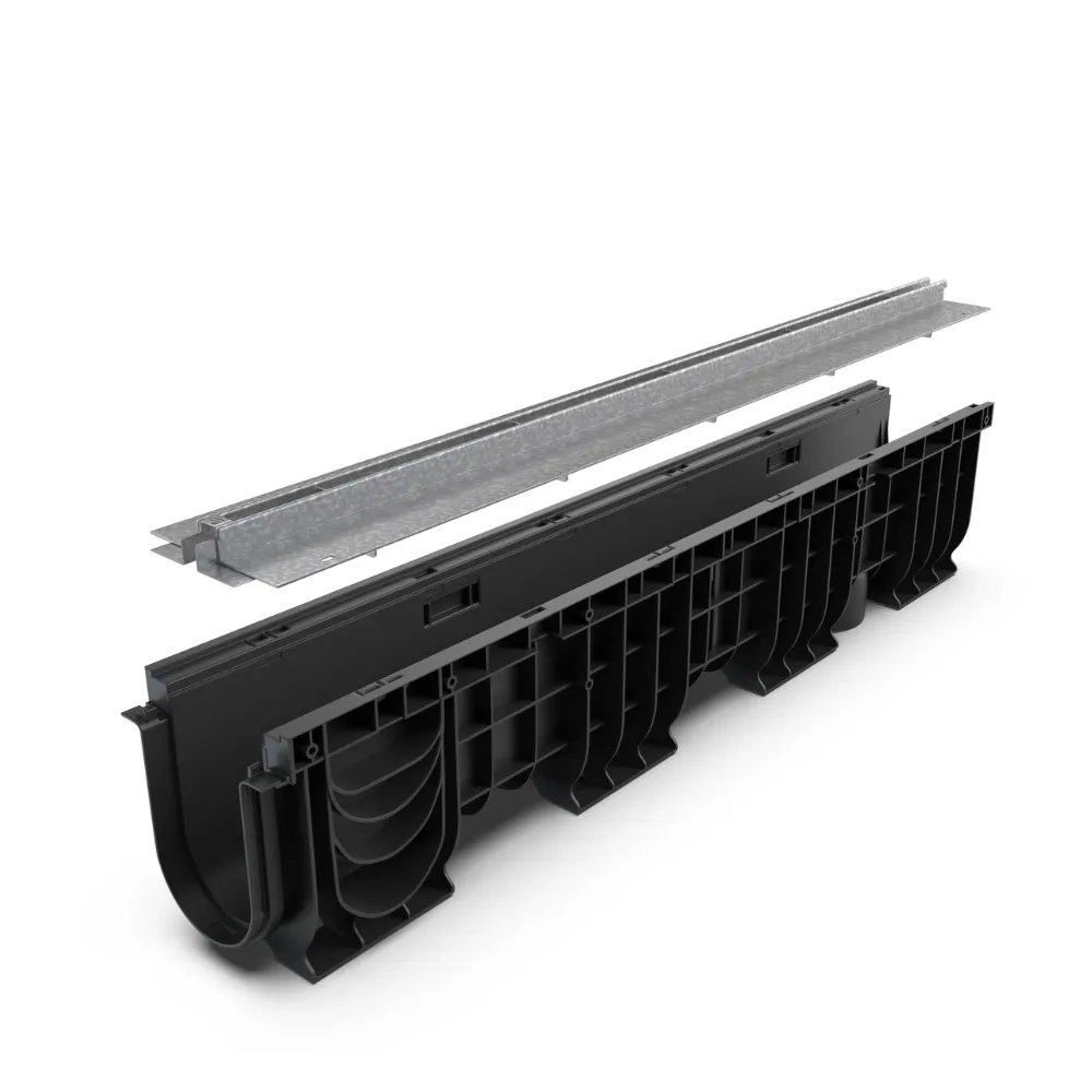 Kit Rigolă PP BASE LN100 Htot.225 cu Grătar Tip Fantă din Oțel Zincat 1000x160x225