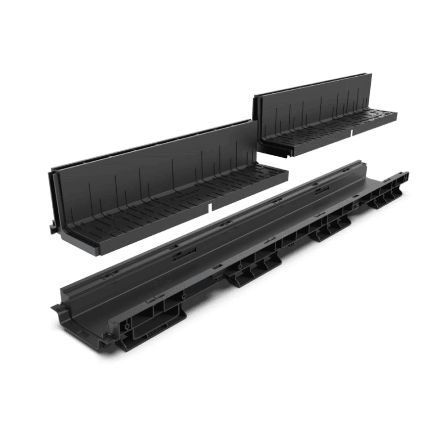 Kit Rigolă PP BASE LN100 Htot.160 cu Grătar PP Tip Fantă, Clasa A15-C250, 1000x156x160 mm