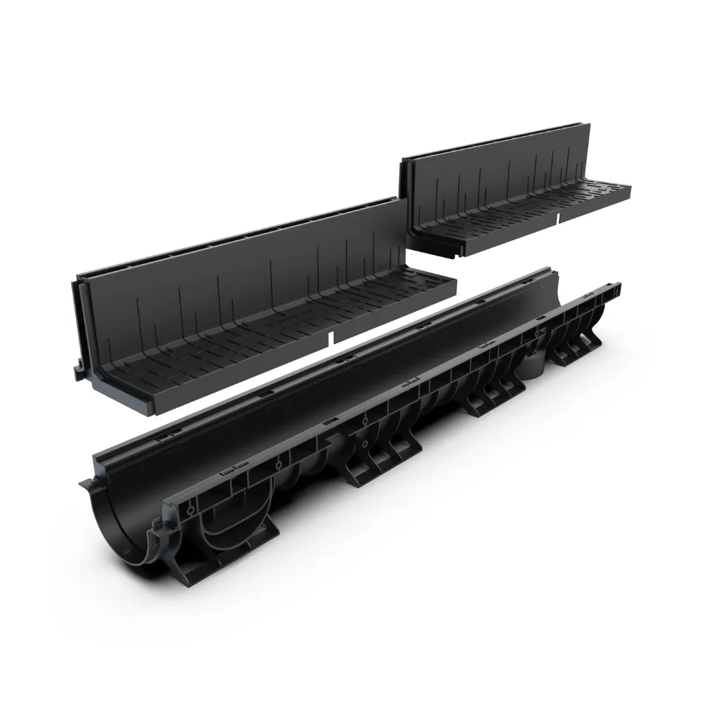 Kit Rigolă PP BASE LN100 Htot.200 cu Grătar Tip Fantă, Clasa A15-C250, 1000x156x200 mm