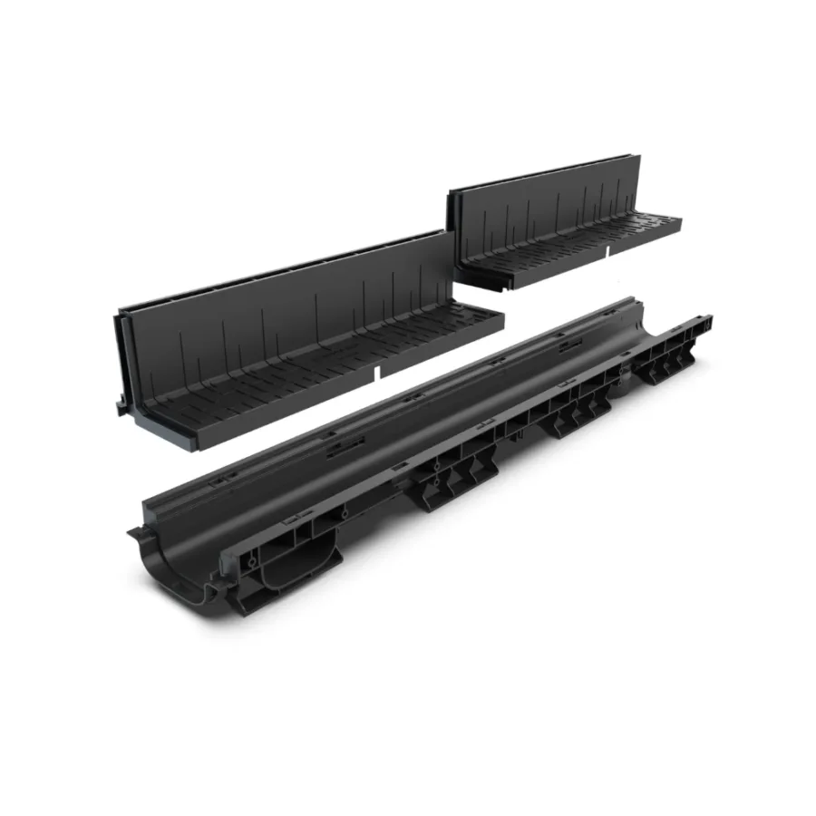 Kit Rigolă PP BASE LN100 Htot.180 cu Grătar Tip Fantă, Clasa A15-C250, 1000x156x180 mm