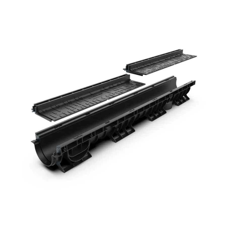 Kit Rigolă PP BASE LN100 Htot.145 mm cu Grătar Tip Fantă, Clasa A15, 1000x156x145 mm