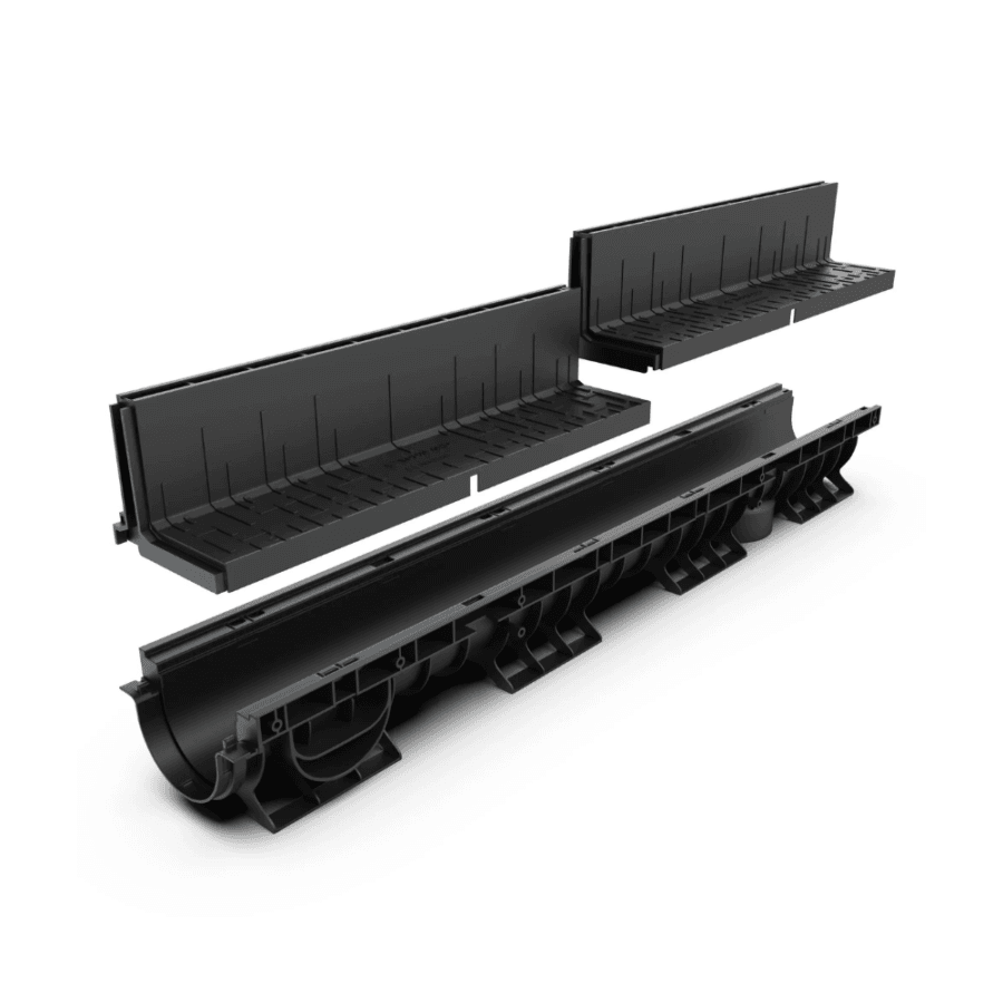 Kit Rigolă PP BASE LN100 Htot.220 mm cu Grătar Tip Fantă, Clasa A15-C250, 1000x156x220 mm