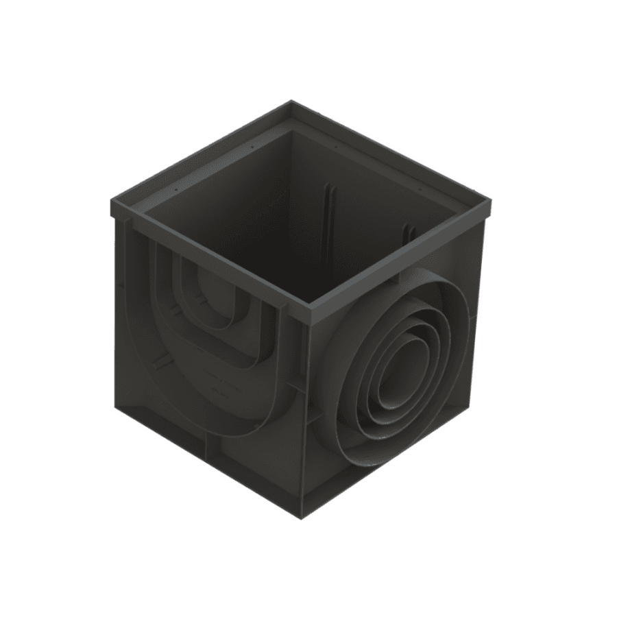 Cămin PP BASE Pătrat Negru A15-C250 pentru Colț 90° 400x400
