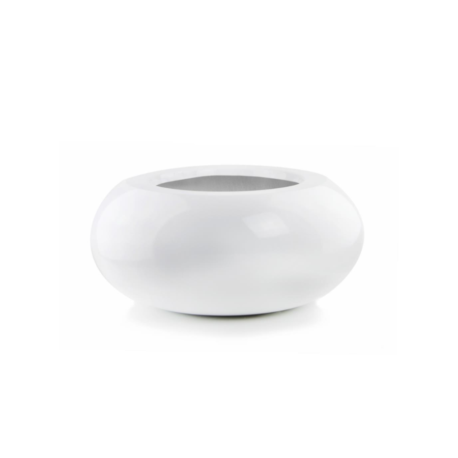 Ghiveci Fibra de Sticlă Bombat Alb (Ø 72 cm / H 36 cm) ghiveci elegant din fibră de sticlă, o soluție durabilă și estetică pentru orice spațiu!
