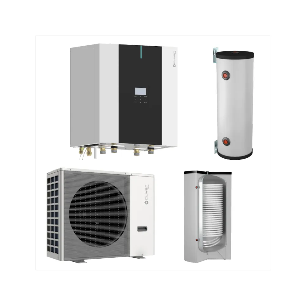 Pachet Pompă de Căldură Aer-Apă Clivet, Split, 10 kW, Încălzire/Răcire/ACM, Hidrobox + Boiler + Acumulator 50L, 220V