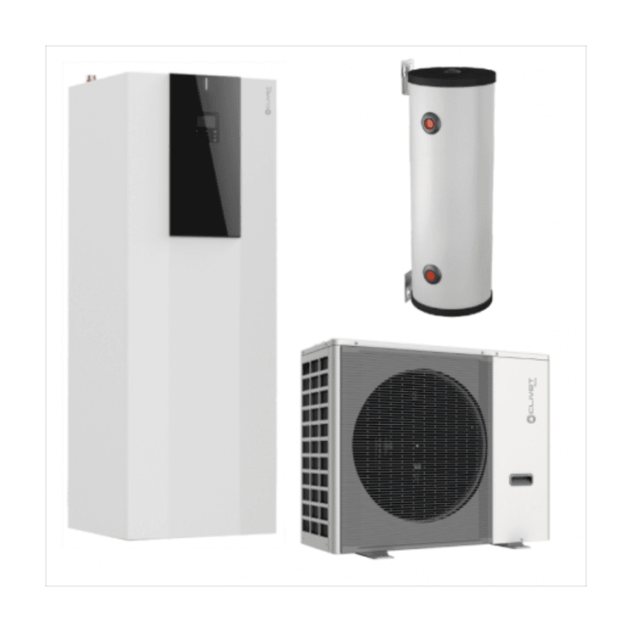 Pachet Pompă de Căldură Aer-Apă Clivet, Split, 12 kW, Încălzire/Răcire/ACM, Hidrotank 250L + Acumulator 50L, 380V