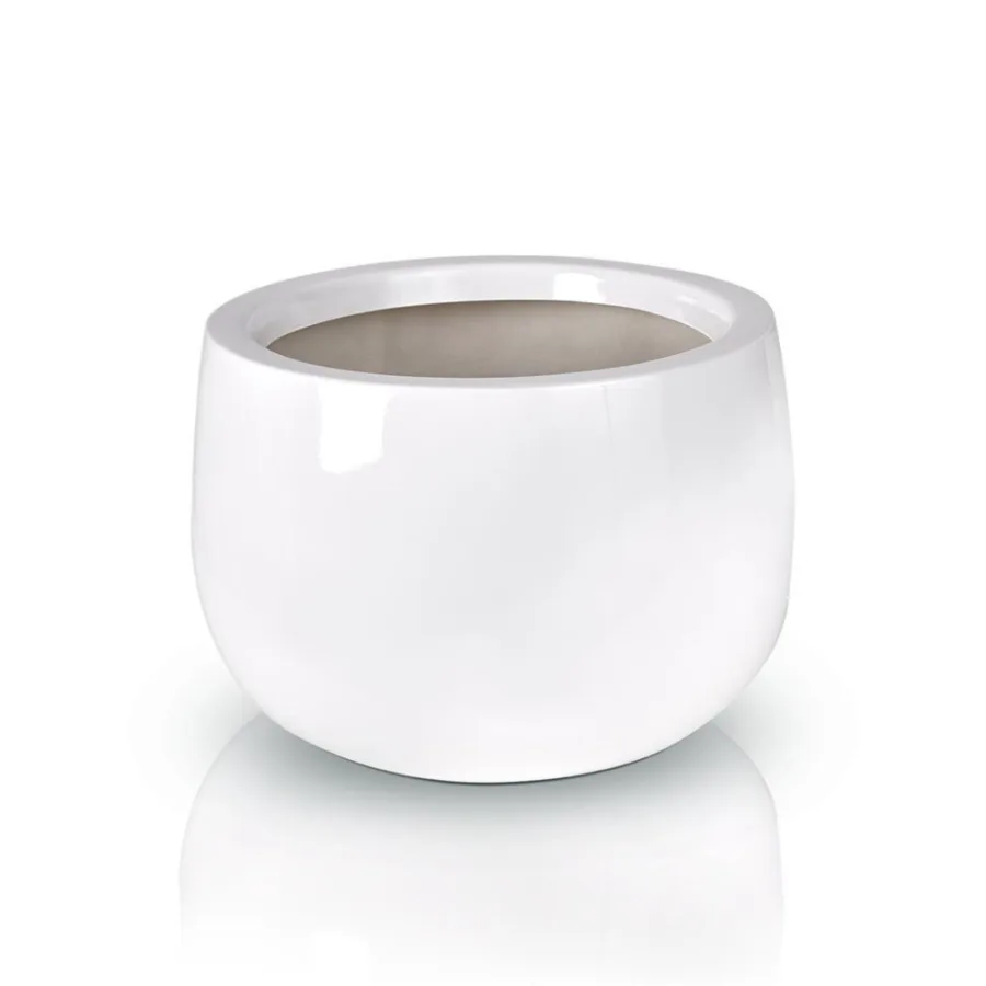 Ghiveci Rotund Alb Fibra de Sticlă (⌀45 cm x H32 cm) - o alegere excelentă pentru cei care caută un produs durabil, practic și estetic.
