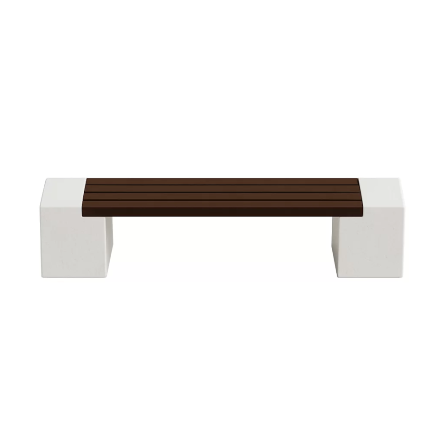 Bancă stradală din beton alb cu aspect de marmură mozaic Model 14 