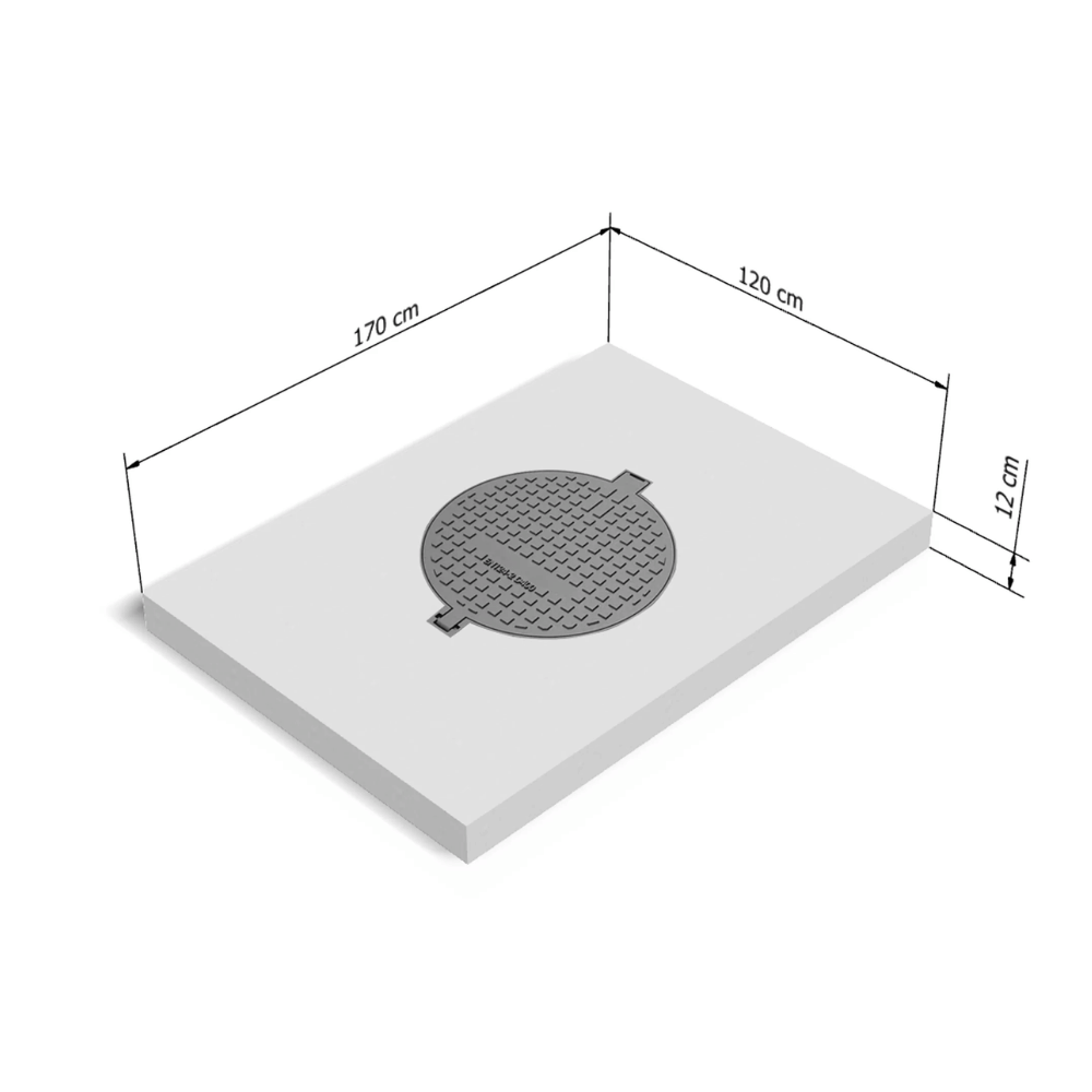 Capac Cămin din Beton 170 × 120 × 12 cm cu Ramă din Fontă B125 Capac Cămin din Beton 170 × 120 × 12 cm cu Ramă din Fontă B125
