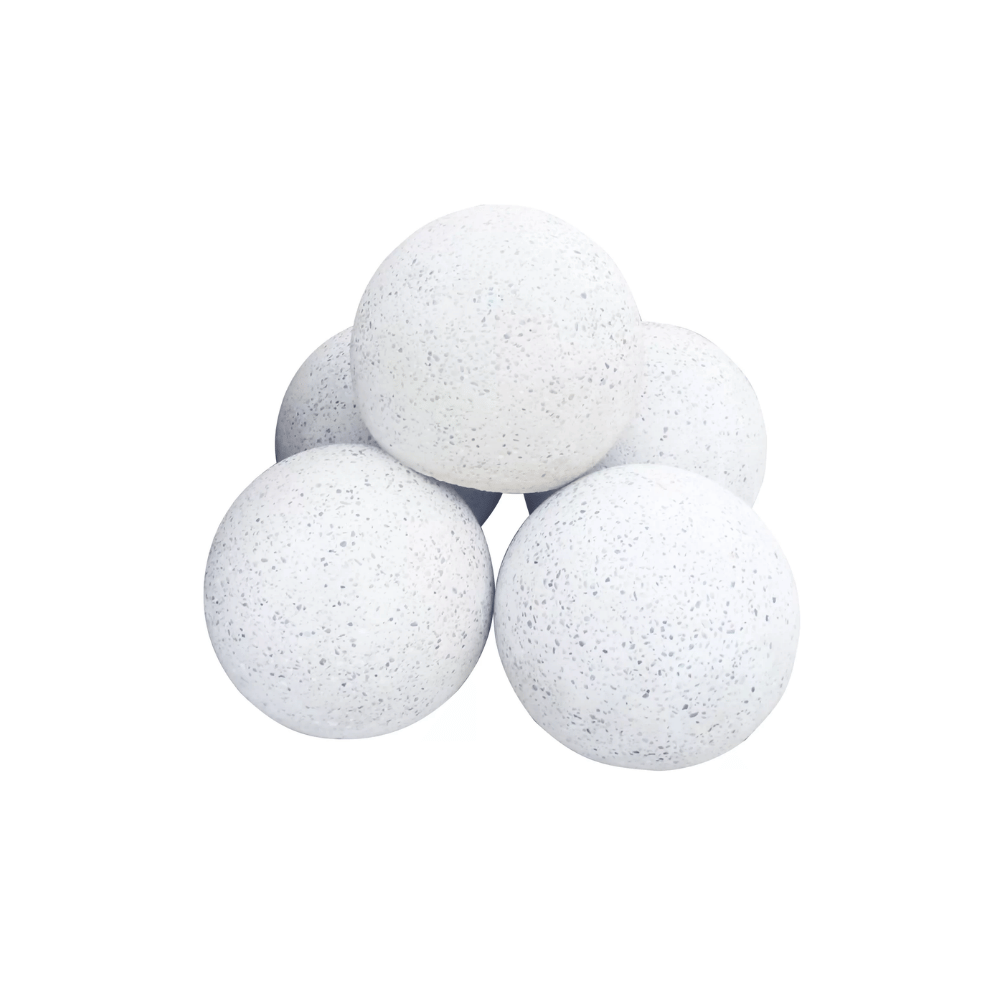 Bolard sferic din beton 38 cm cu aspect de marmură albă