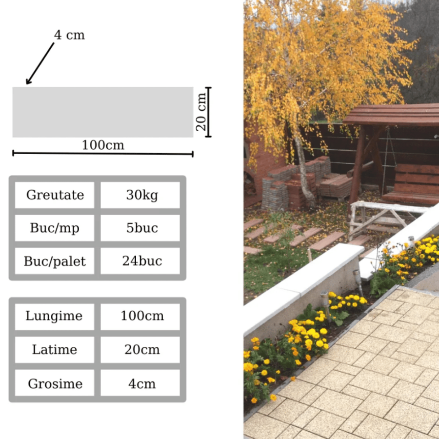 Dale din beton armat 100x20x4cm