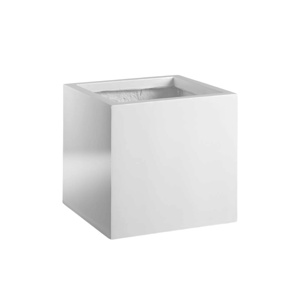 Ghiveci Pătrat Alb din Fibră de Sticlă 31 × 31 × 31 cm