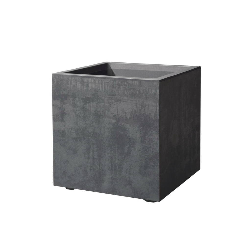 Ghiveci Pătrat Antracit din Polimer cu Roți 49 × 49 × 49 cm – 75 L