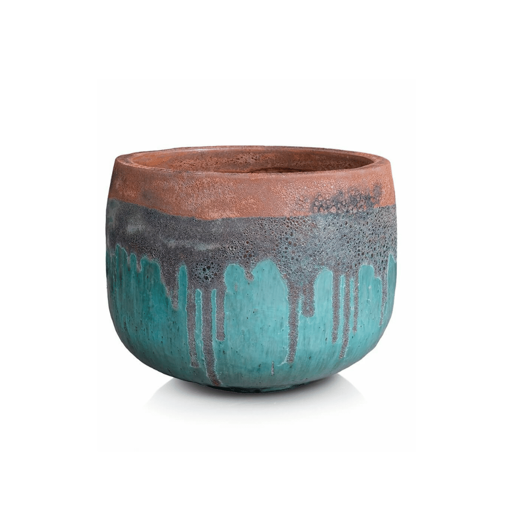 Ghiveci Ceramic Glazurat Verde-Maro Ø60 cm × H50 cm