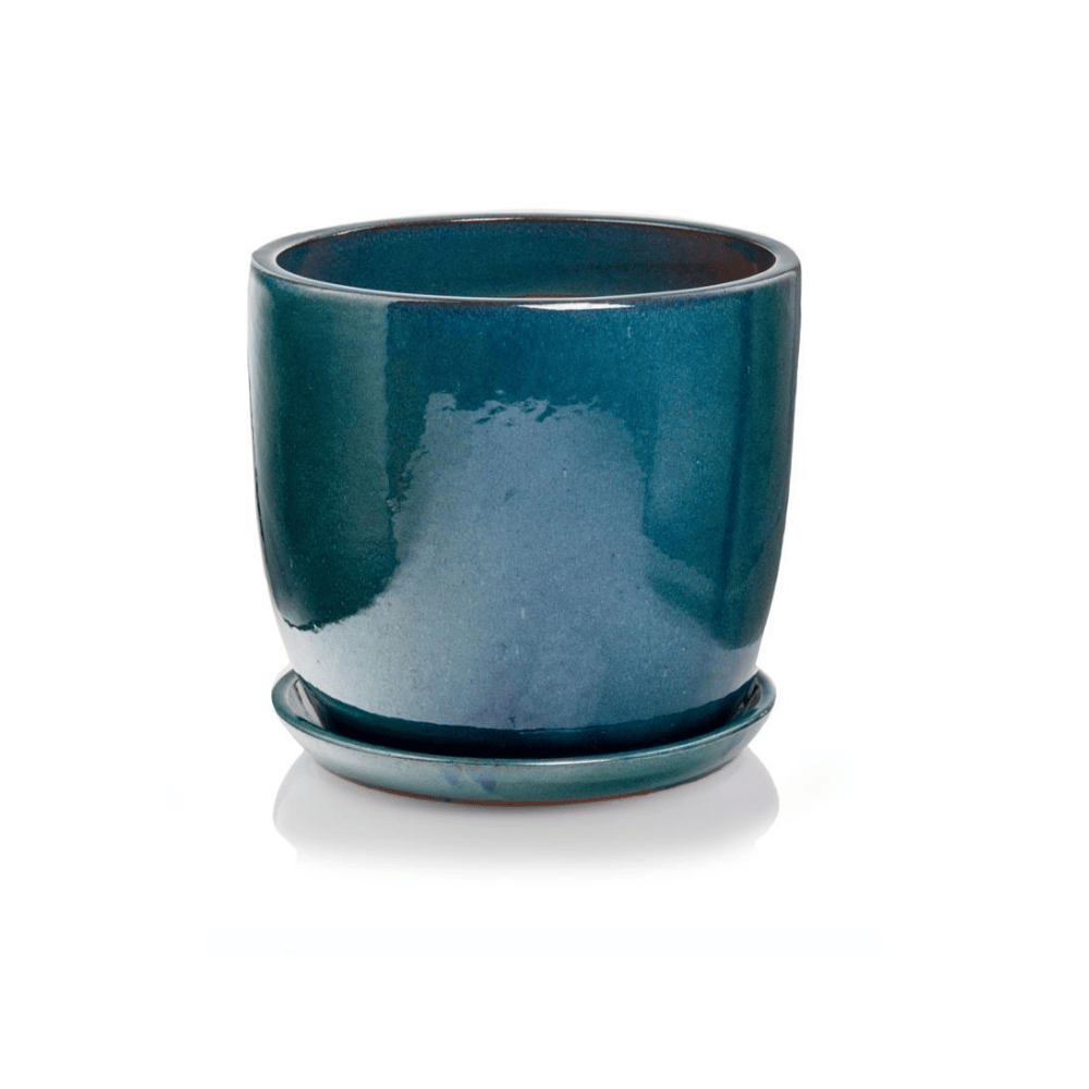 Ghiveci Ceramic Glazurat Verde-Turcoaz Ø50 cm × H42 cm