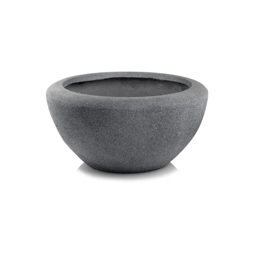 Ghiveci Rotund Antracit din Fibră Ceramică Ø50 cm × H24 cm