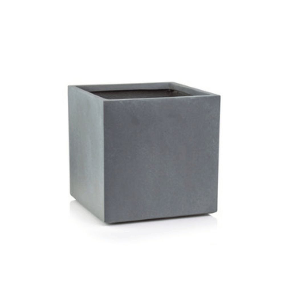 Ghiveci Cubic Gri Închis din Fibră Ceramică 31 × 31 × 31 cm – Aspect Beton