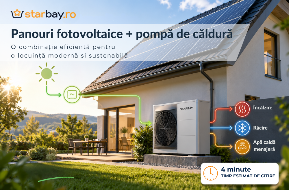 📘 Ghid Starbay: Panouri fotovoltaice + pompă de căldură: cât de bine funcționează împreună?